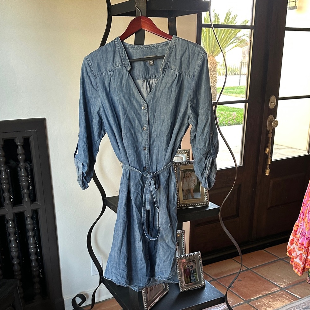 Market & Spruce Chambray Blue Long Sleeve Dress